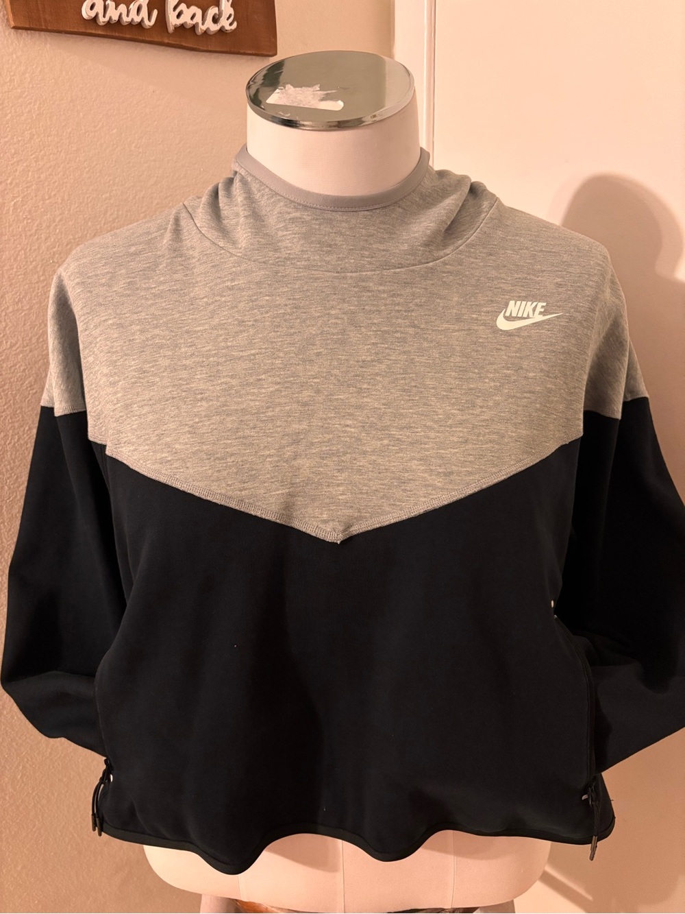 Nike  Two-Tone Grey & Black Crewneck Sweater
